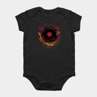 Retro Vintage Vinyl Record Oldies DJ! Paint Splatters and Brushes Baby Bodysuit